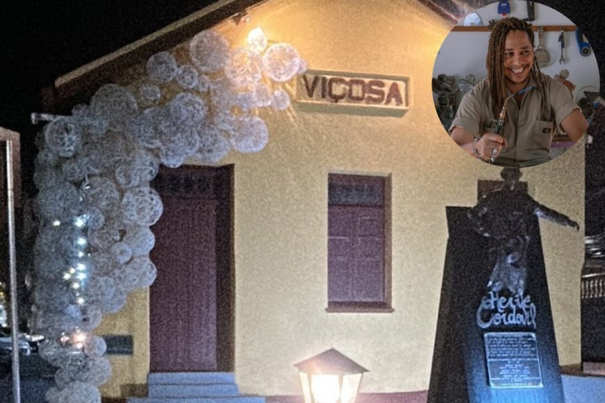 Artista de Viçosa reutiliza materiais em exposição na região central da cidade