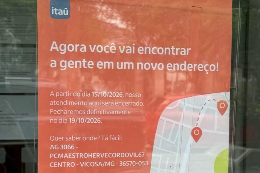 Itaú fecha agências de Ponte Nova e Urucânia e direciona clientes para Viçosa
