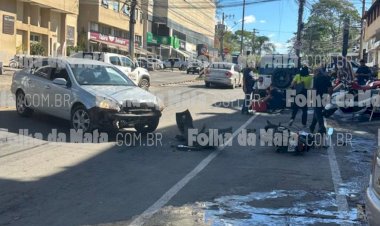Acidente entre moto e carro complica o trânsito na Avenida Marechal Castello Branco