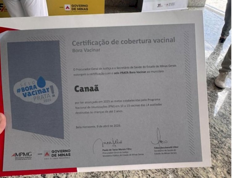 Canaã recebe Selo Prata do Programa “Bora Vacinar”