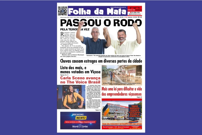 Capa da edição 2688 do jornal Folha da Mata